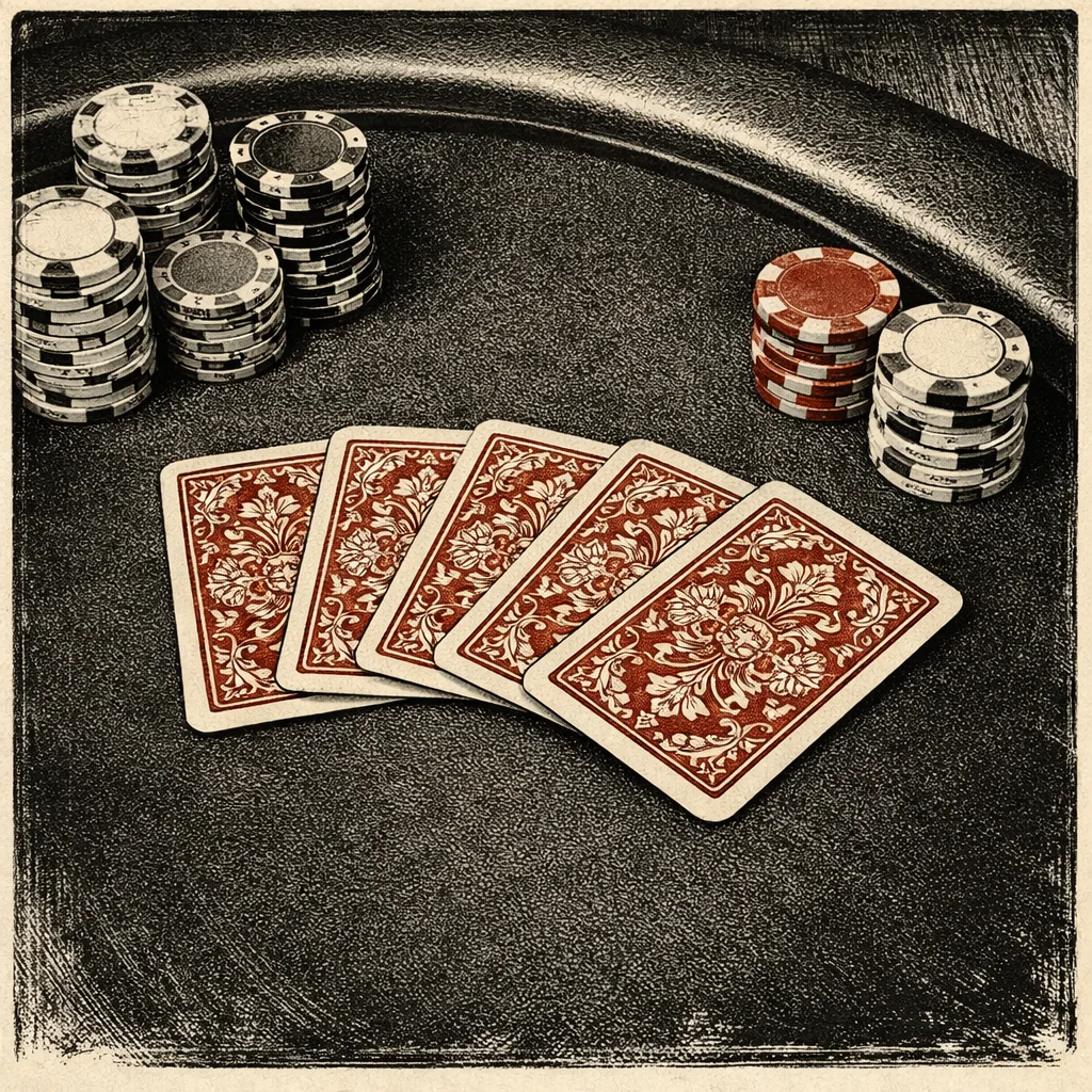 Opengewaaierde speelkaarten op klassieke roulette tafel